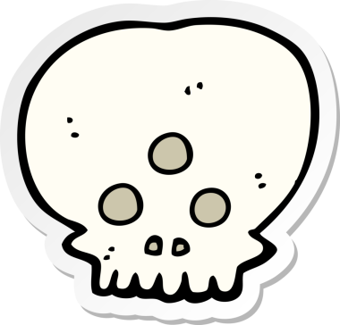 Bir insan tarafından çizilmiş mistik kafatasının çıkartması.