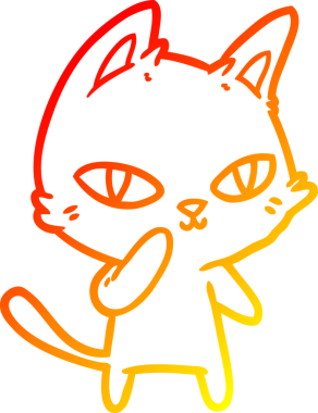 Bir insan tarafından çizilmiş çizgi film kedisinin sıcak çizgi çizimi