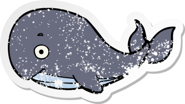 Bir insan tarafından çizilmiş karikatür balinasının sıkıntılı çıkartması.