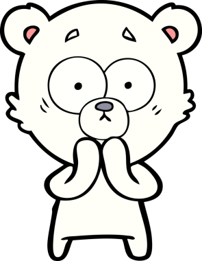 Bir insan tarafından çizilmiş endişeli kutup ayısı karikatürü