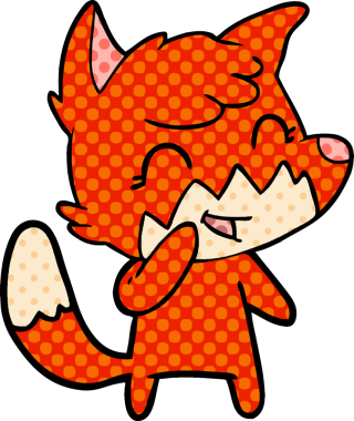 Bir insan tarafından çizilmiş mutlu çizgi film tilkisi.