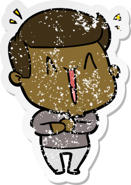 Bir insan tarafından çizilmiş heyecanlı bir karikatür çıkartması.