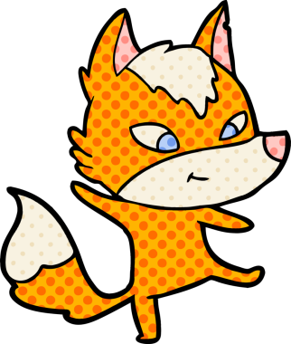 Bir insan tarafından çizilmiş tilki çizgi film karakteri