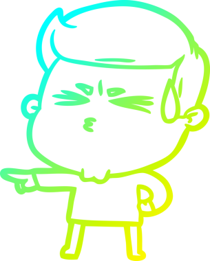 Bir insan tarafından çizilmiş terleyen bir çizgi film karakteri çizimi.