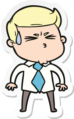 Bir insan tarafından çizilmiş terleyen bir karikatür adamın çıkartması.