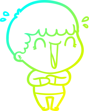 Bir insan tarafından çizilmiş gülen bir çizgi film karakterinin soğuk gradyan çizgisi.