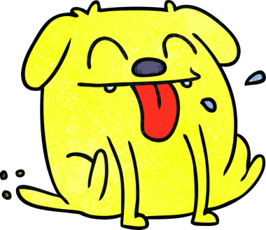 Bir insan tarafından çizilmiş, el yazısıyla çizilmiş şirin bir kawaii köpeği karikatürü.