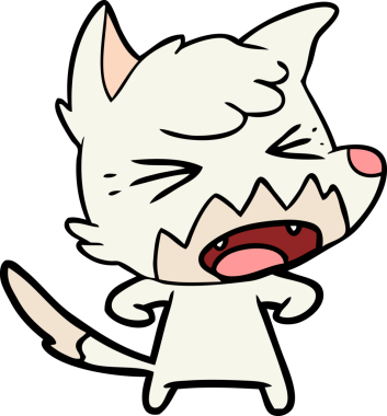 Bir insan tarafından çizilmiş kızgın çizgi film tilkisi.