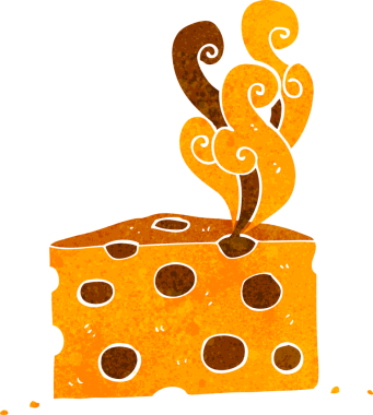 Bir insan tarafından çizilmiş karikatür kokulu peynir.