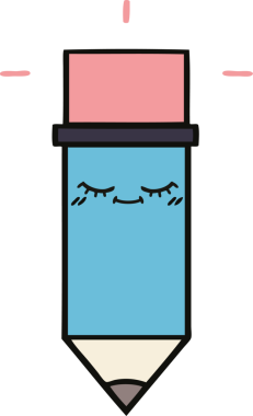 Bir insan tarafından çizilmiş sevimli bir kalem karikatürü.