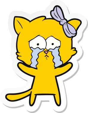 Bir insan tarafından çizilmiş çizgi film kedisinin çıkartması.