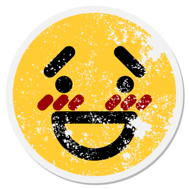 bir insan tarafından çizilmiş utangaç yüz dairesel etiketi