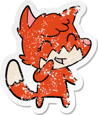 Bir insan tarafından çizilmiş mutlu bir tilkinin sıkıntılı çıkartması.