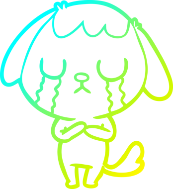 Bir insan tarafından çizilmiş ağlayan şirin bir köpeğin soğuk gradyan çizimi.