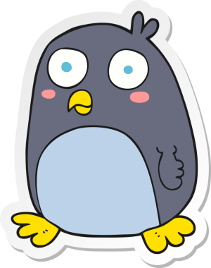 Bir insan tarafından çizilmiş karikatür pengueni çıkartması.