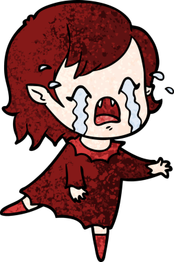 Bir insan tarafından çizilmiş ağlayan vampir kız çizgi filmi.