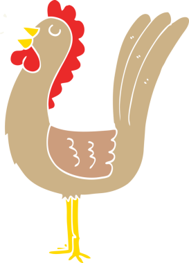 Bir insan tarafından çizilmiş düz renk çizgi film horozu