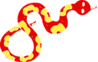 Bir insan tarafından çizilmiş çizgi film yılanı.