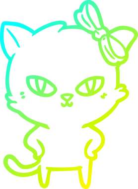 Bir insan tarafından çizilmiş bir çizgi film kedisinin soğuk gradyan çizgisi.