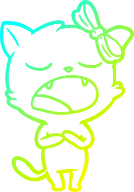 Bir insan tarafından çizilmiş şarkı söyleyen bir çizgi film kedisinin soğuk eğimli çizimi