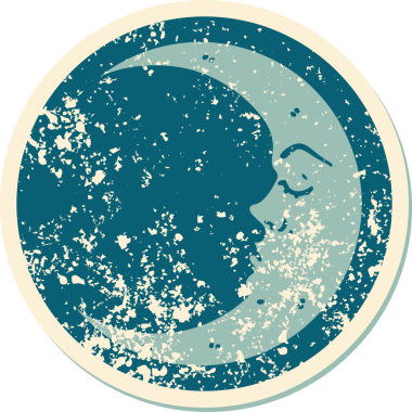 Bir insan tarafından çizilmiş hilal şeklindeki bir ayın sembolik dövmesi.