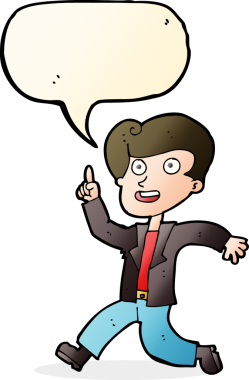 Bir insan tarafından çizilmiş konuşma baloncuğuyla harika bir fikri olan çizgi film adamı.