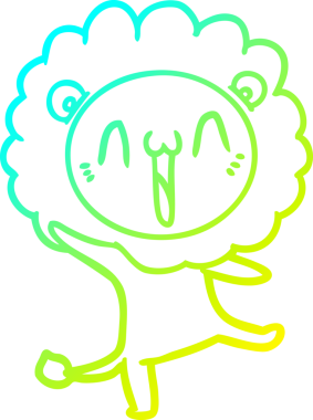 Bir insan tarafından çizilmiş mutlu çizgi film aslanı çizimi.