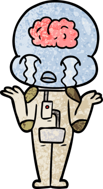 Bir insan tarafından çizilmiş koca beyinli bir uzaylı ağlaması.