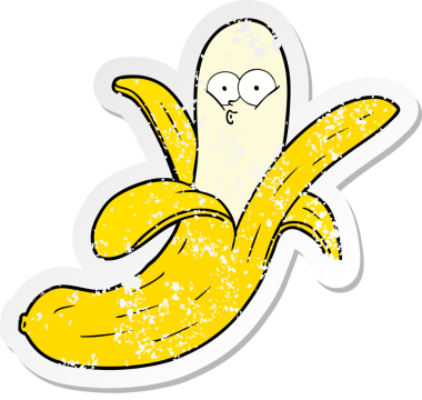 Bir insan tarafından çizilmiş karikatür muz etiketi.