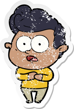 Bir insan tarafından çizilmiş, kederli bir çizgi film çıkartması.