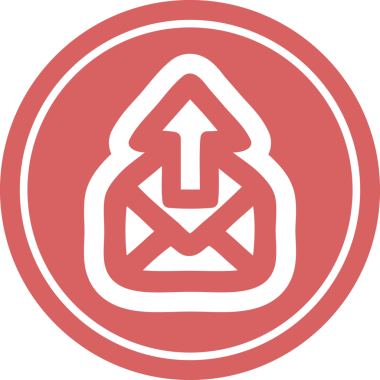 bir insan tarafından çizilmiş e- posta dairesel simgesi gönder