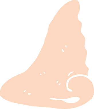 Bir insan tarafından çizilen insan burnunun düz renk çizimi