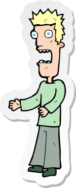 Bir insan tarafından çizilmiş bir karikatür adamın çıkartması.