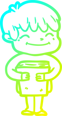 Bir çizgi film karakteri çizen soğuk çizgi bir insan tarafından çizilmiş mutlu çocuk.