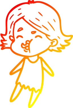 Bir insan tarafından çizilmiş bir çizgi film kızının sıcak çizgi çizimi.