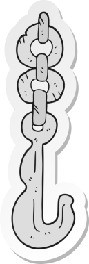 Bir insan tarafından çizilmiş bir karikatür kancası ve zinciri.