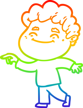 Bir insan tarafından çizilmiş gökkuşağı gradyan çizgi çizimi.