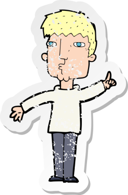 Bir insan tarafından çizilmiş bir çizgi film karakterinin gerilimli çıkartması.