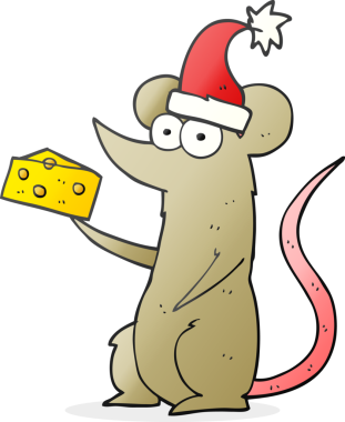 Bir insan tarafından çizilmiş peynirli Noel faresi çizimi