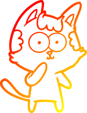 Bir insan tarafından çizilmiş bir çizgi film kedisinin sıcak çizgi çizimi