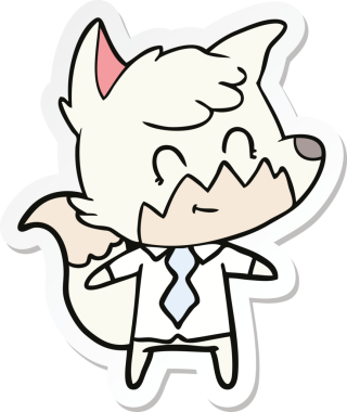 Bir insan tarafından çizilmiş mutlu tilki çizgi filmi çıkartması.