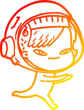 Bir insan tarafından çizilmiş bir astronot kadın çizgi çizimi.