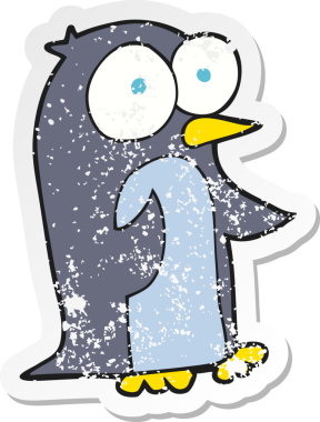 Bir insan tarafından çizilmiş penguen çizgi filminin gerilimli yapıştırması.