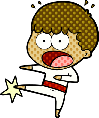 Karateci çocuk bir insan tarafından çizilmiş.