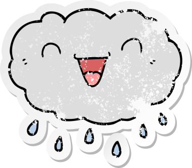 Bir insan tarafından çizilmiş mutlu bir karikatür bulutunun sıkıntılı çıkartması.