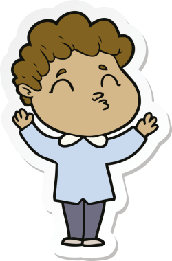 Bir insan tarafından çizilmiş bir karikatür adamın çıkartması.