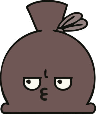 Bir insan tarafından çizilmiş şirin bir çuval karikatürü