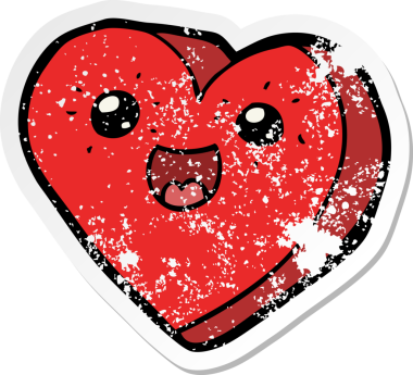 Bir insan tarafından çizilmiş bir kalp karikatürü çıkartması.