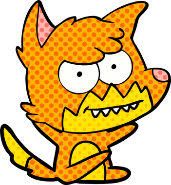 Bir insan tarafından çizilmiş tilki çizgi film karakteri