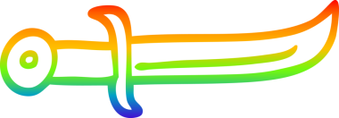 Bir insan tarafından çizilmiş çizgi film kavisli bir hançerin çizimi